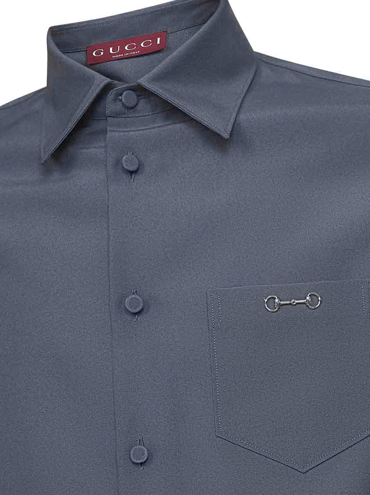Grey technical panama shirt with Horsebit