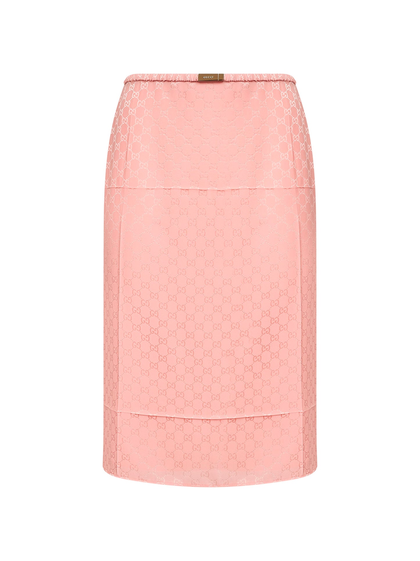 Gonna midi in seta GG jacquard rosa