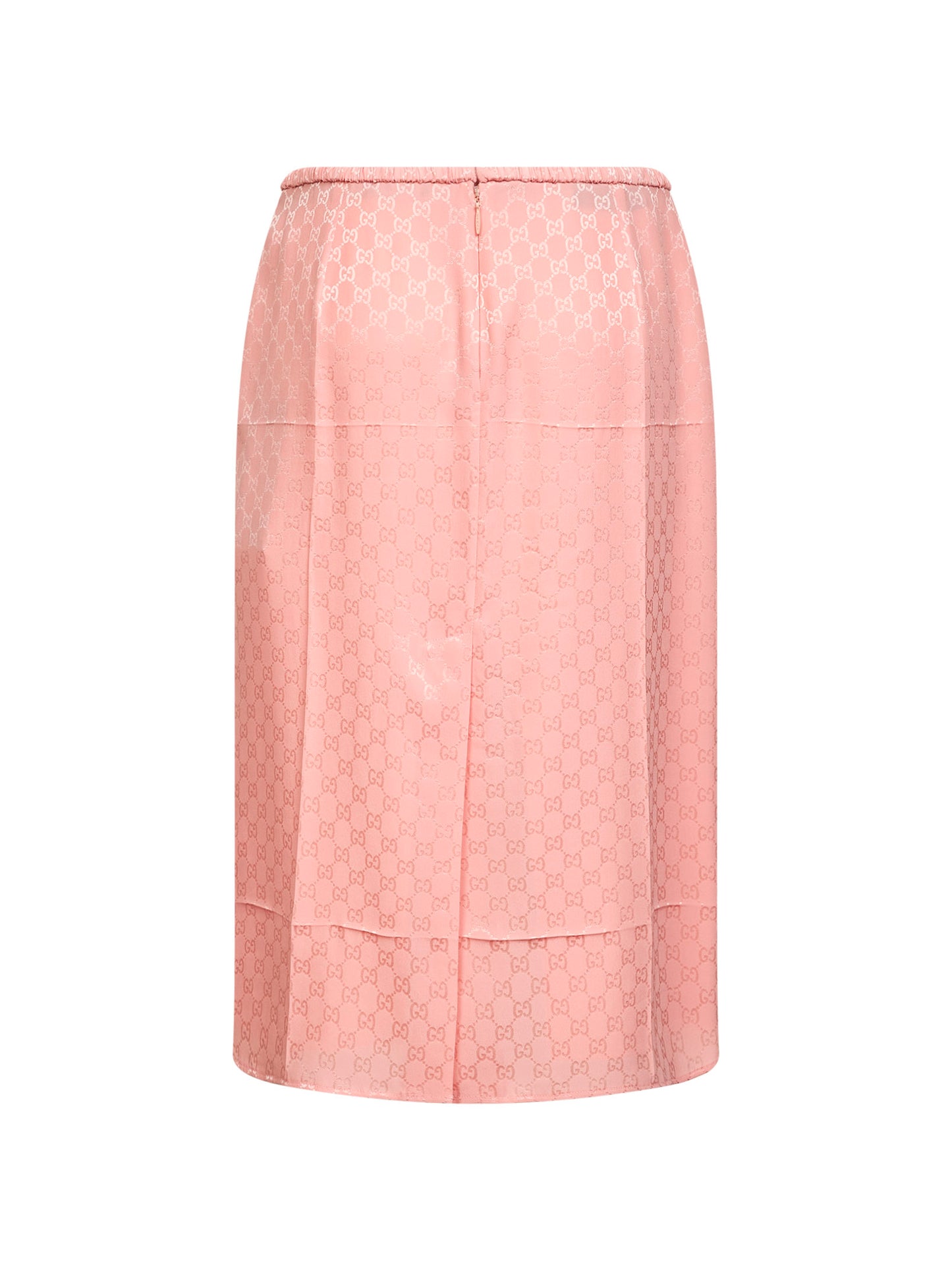 Gonna midi in seta GG jacquard rosa