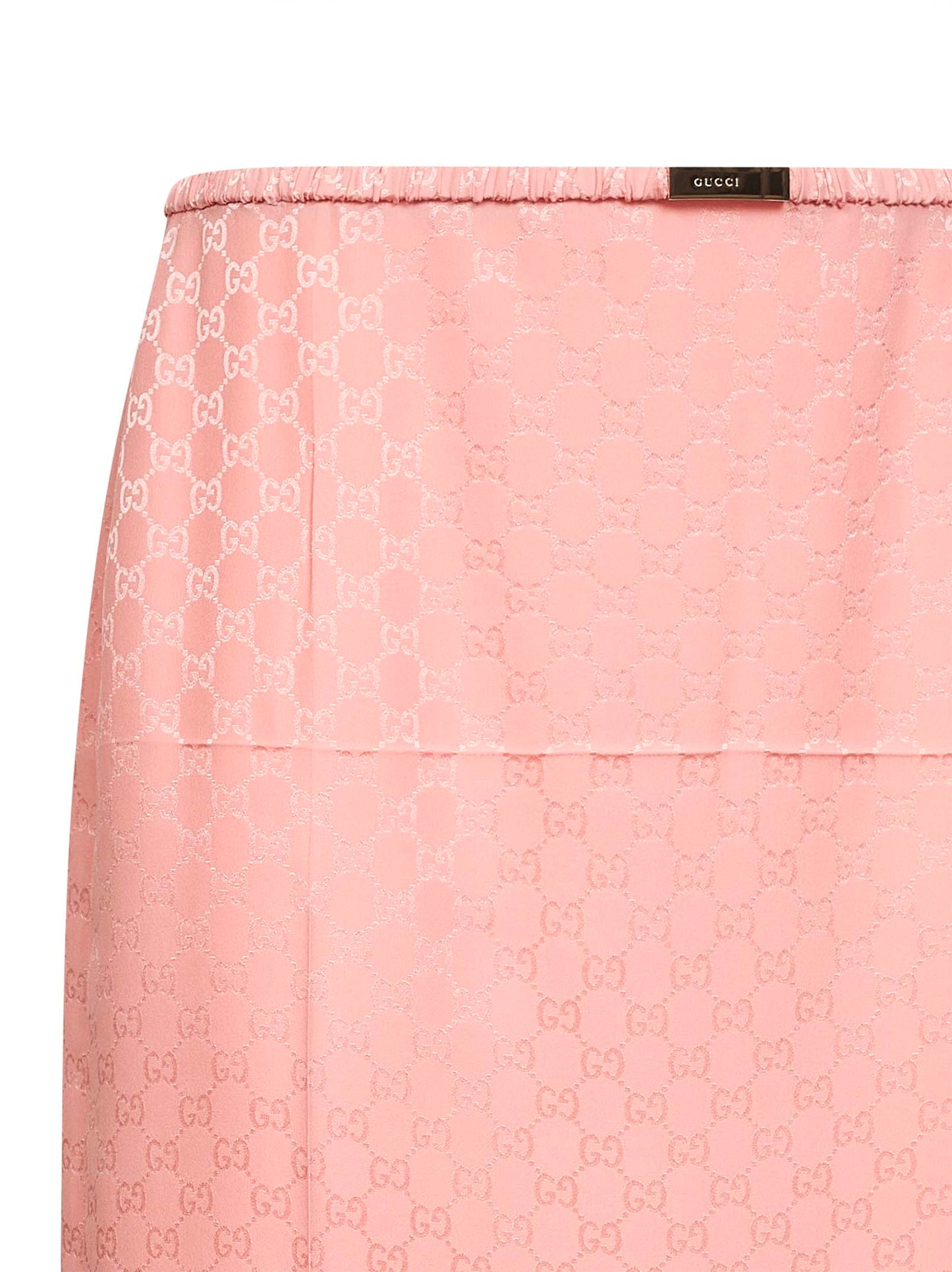 Gonna midi in seta GG jacquard rosa
