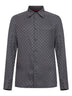 Camicia aderente in seta GG jacquard grigia