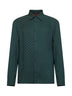 Camicia aderente in seta GG jacquard verde