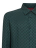 Camicia aderente in seta GG jacquard verde
