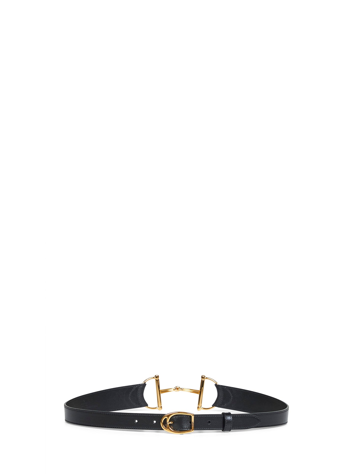 Cintura con Morsetto oversize in pelle nera