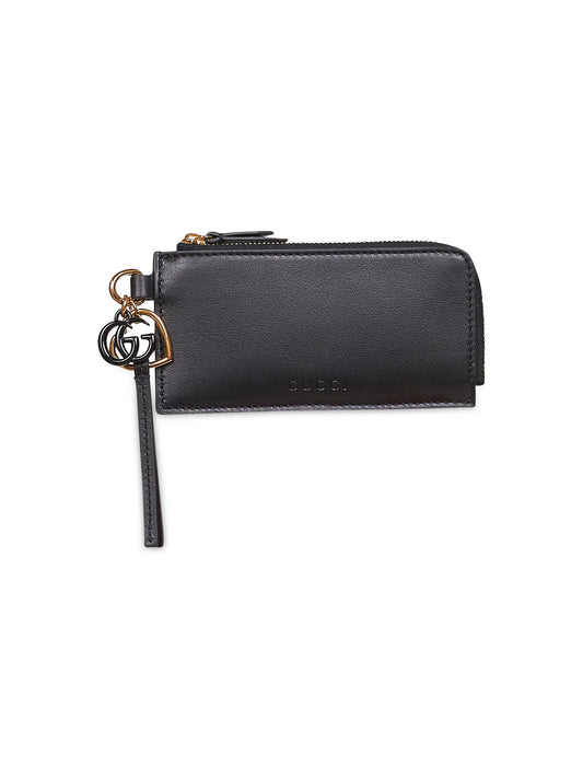 Black card case with Double G charm