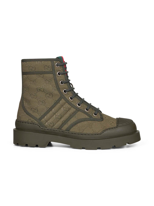 Green GG canvas ankle boots