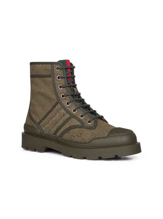 Green GG canvas ankle boots