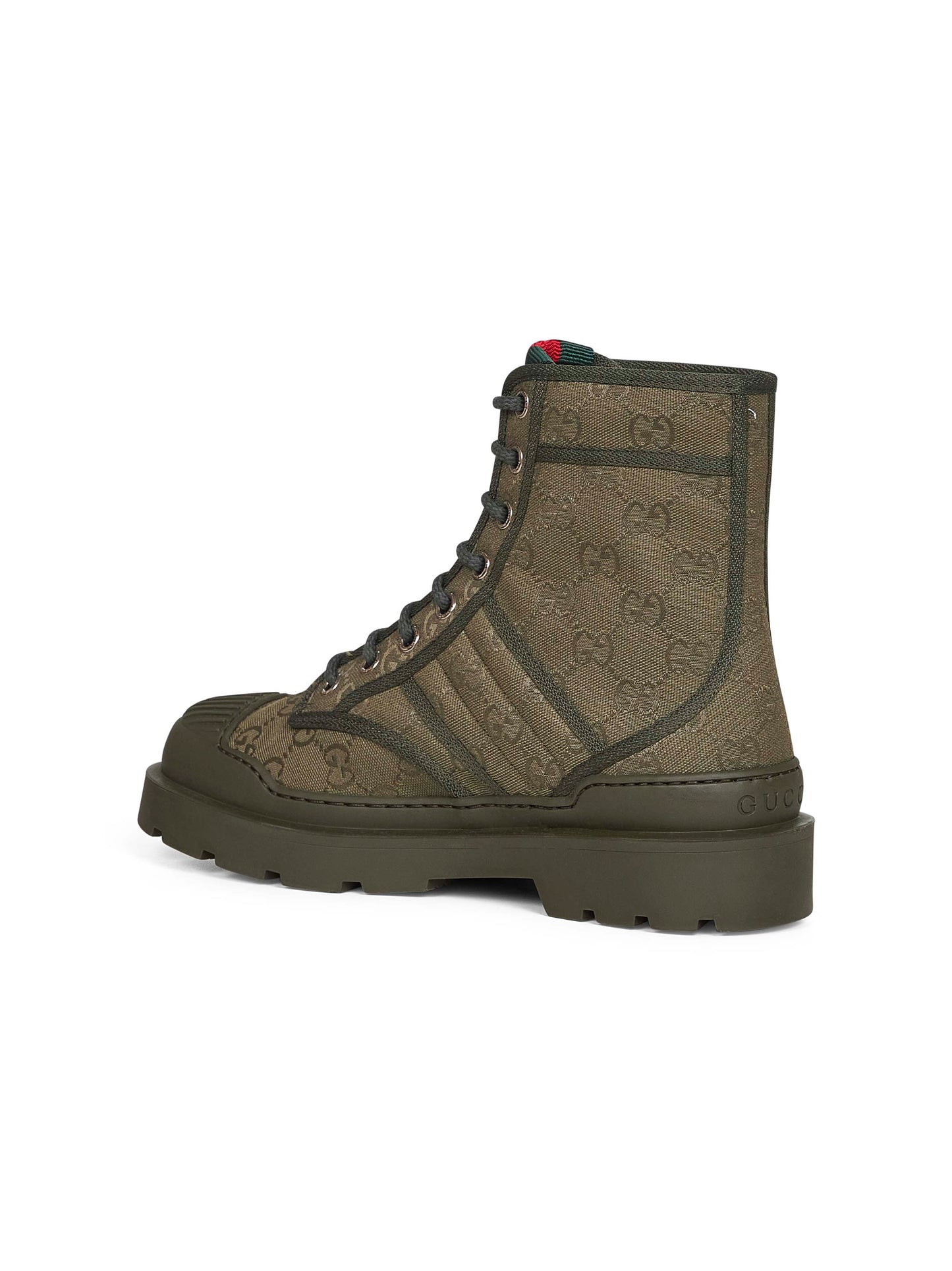 Green GG canvas ankle boots