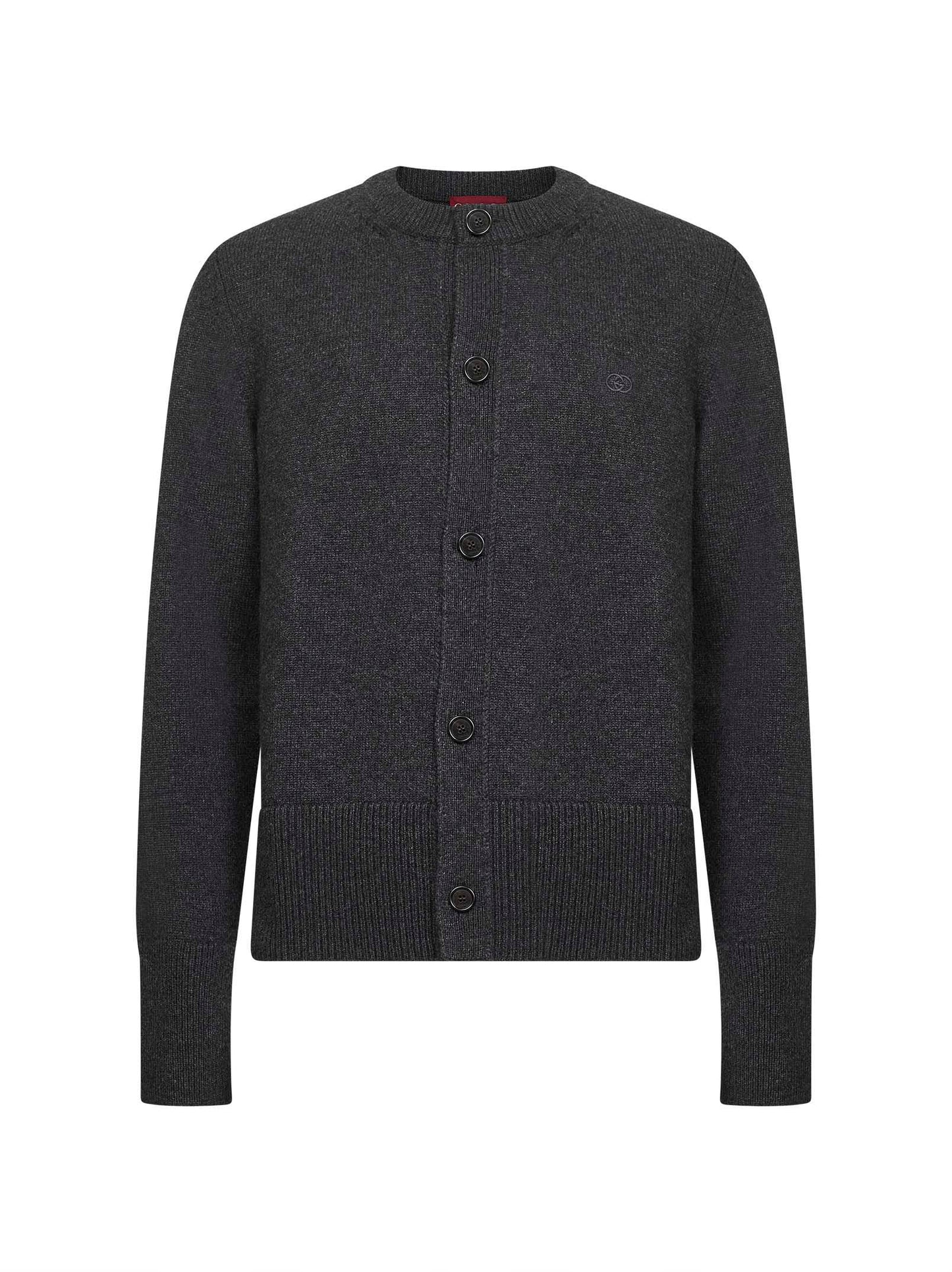 Grey cashmere knit embroidered cardigan