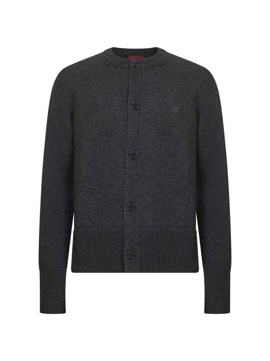 Cardigan in maglia di cashmere grigia con ricamo