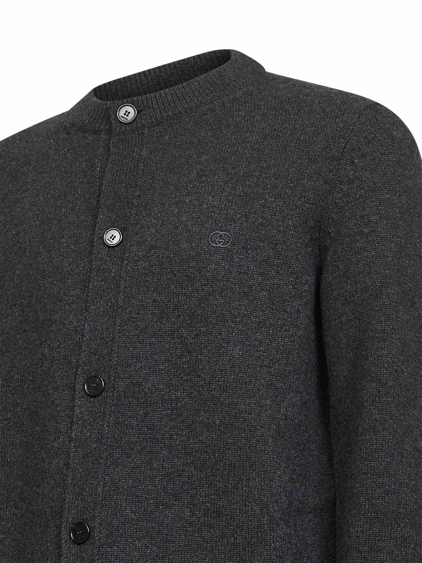 Grey cashmere knit embroidered cardigan