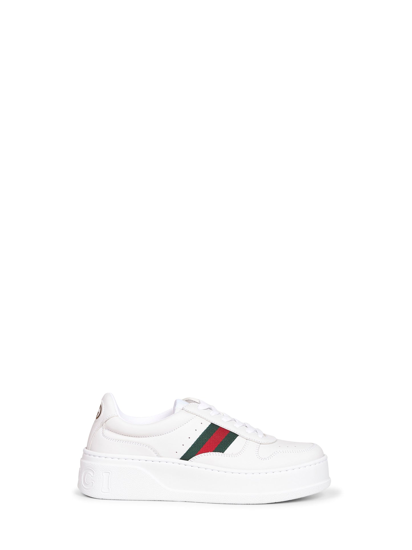 Sneakers in pelle bianca con suola oversize