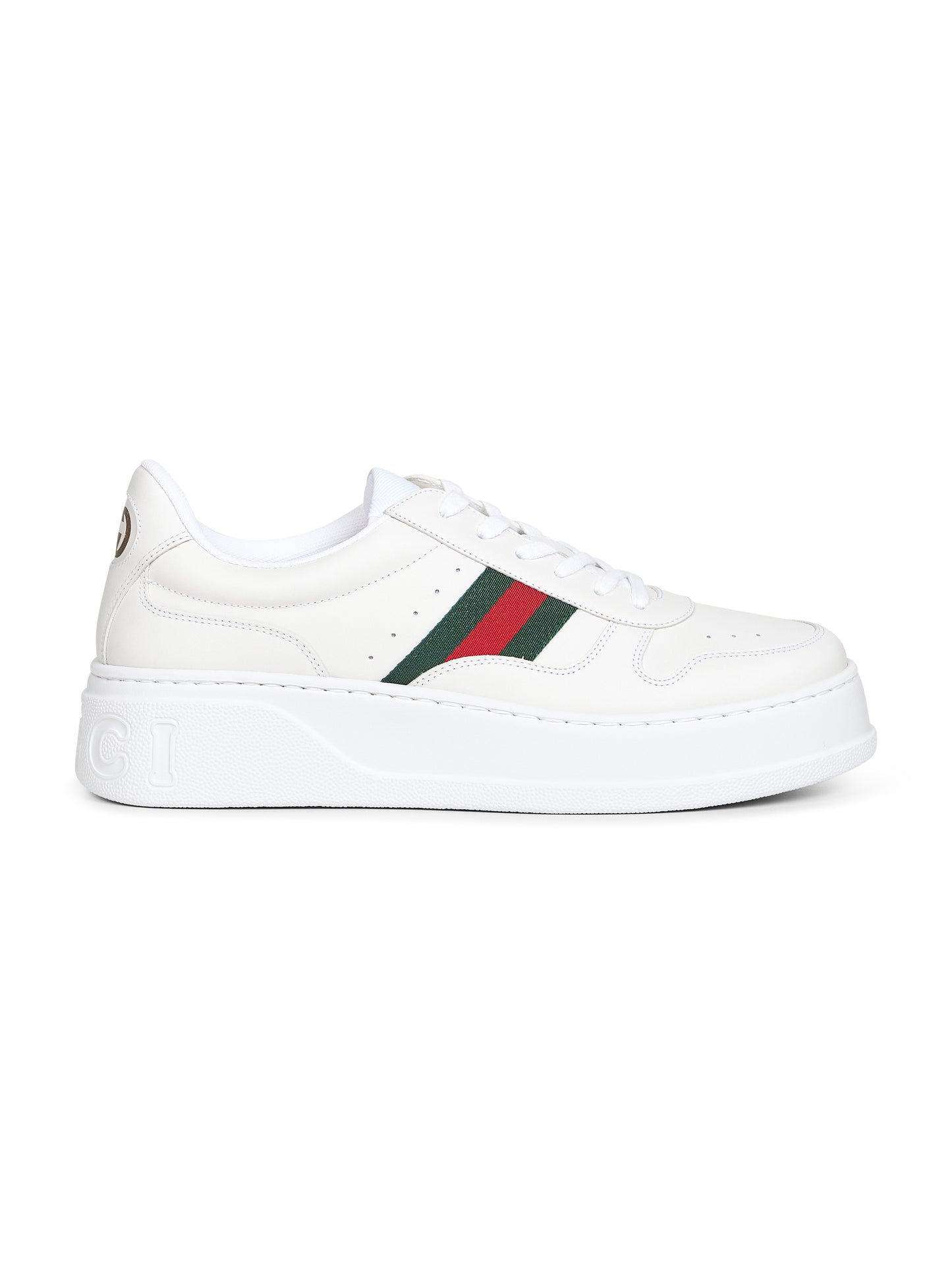 White leather sneakers with oversized sole