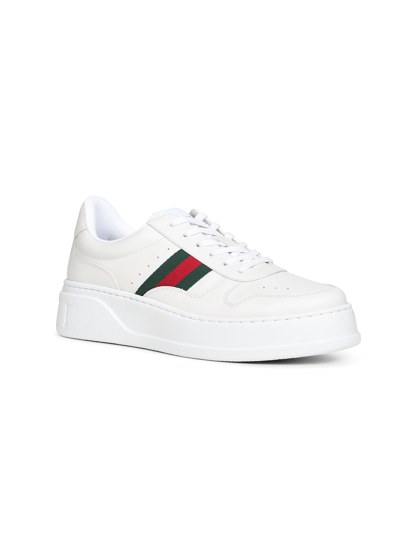 White leather sneakers with oversized sole