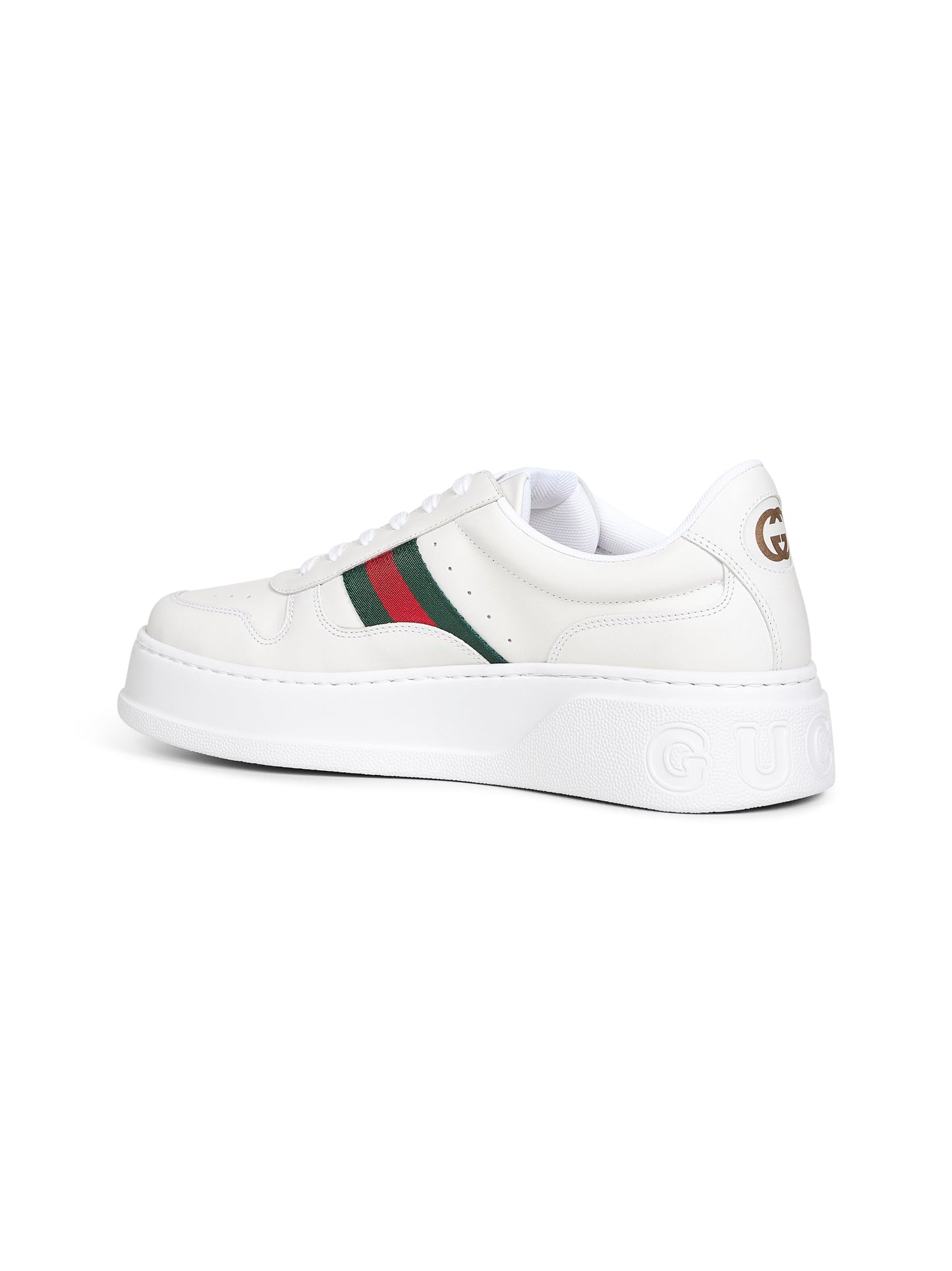 White leather sneakers with oversized sole