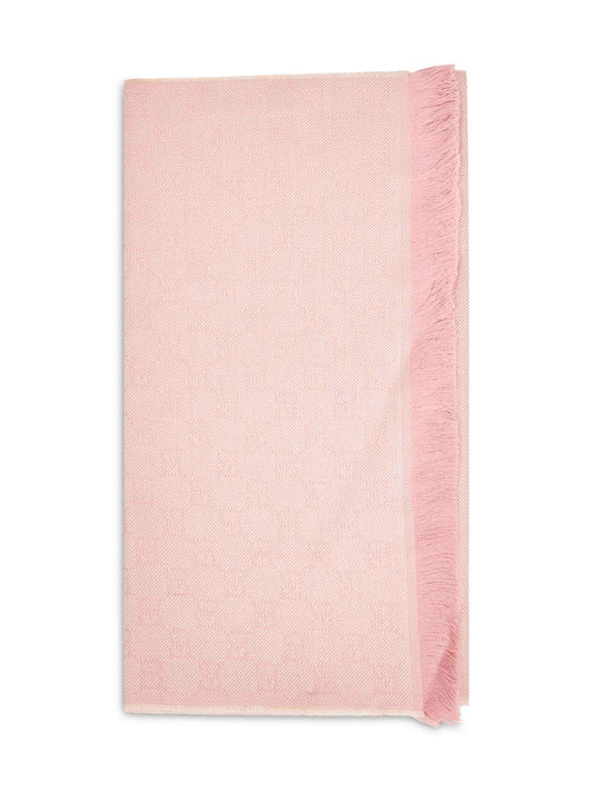 Light pink GG jacquard wool scarf
