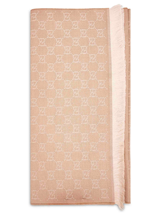 Beige GG jacquard wool scarf