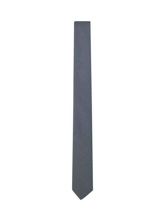 Cravatta slim in tessuto effetto crêpe grigio