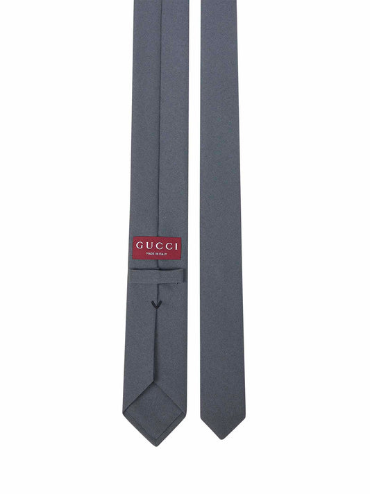 Cravatta slim in tessuto effetto crêpe grigio