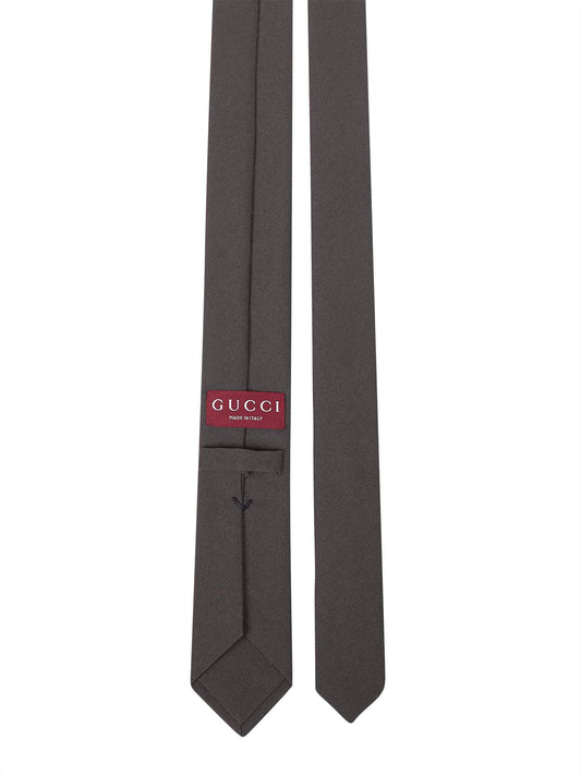 Cravatta slim in tessuto effetto crêpe marrone