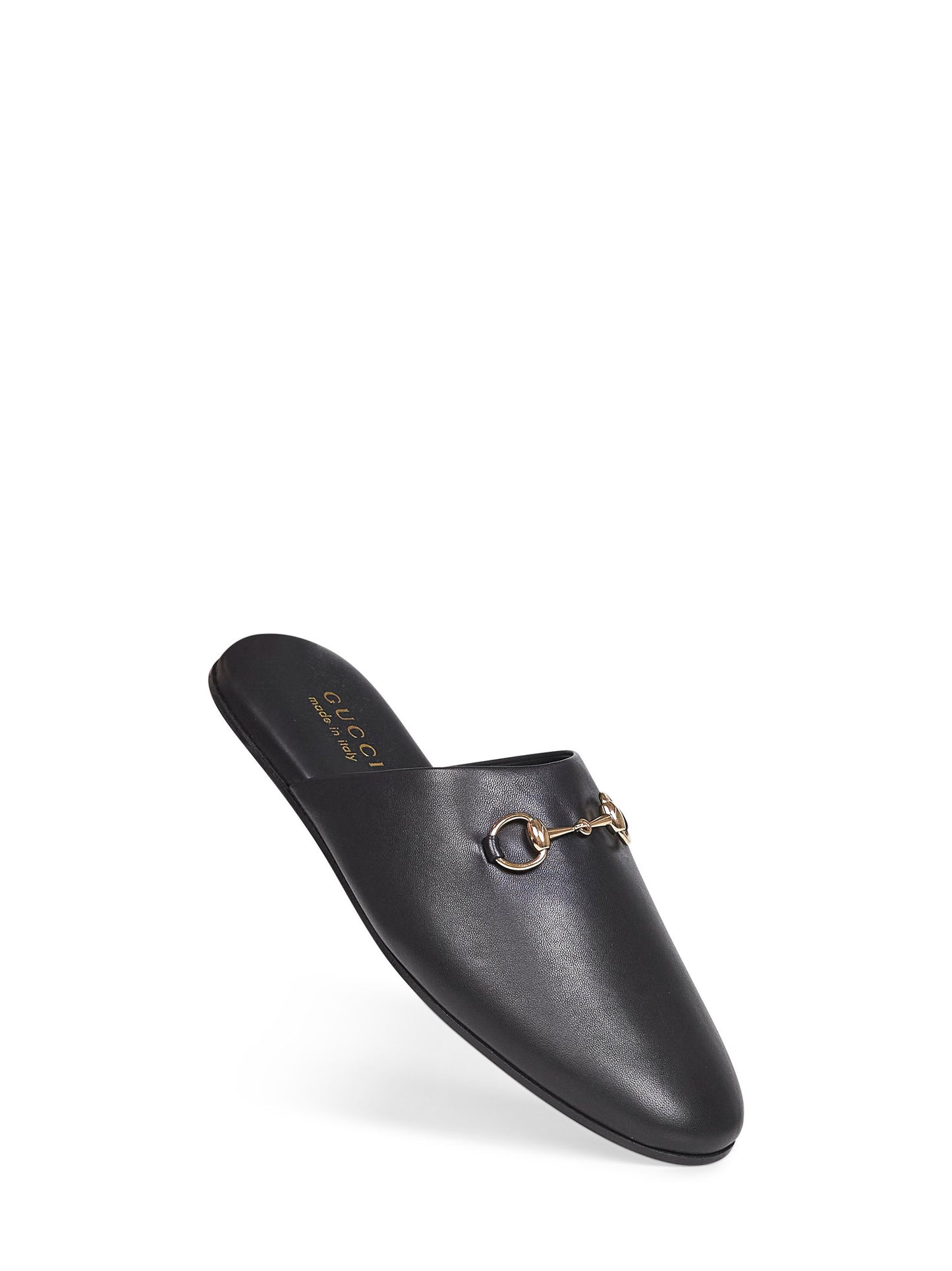 Black nappa leather mules with Horsebit