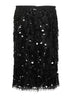 Gonna midi in pizzo nero con paillettes ricamate