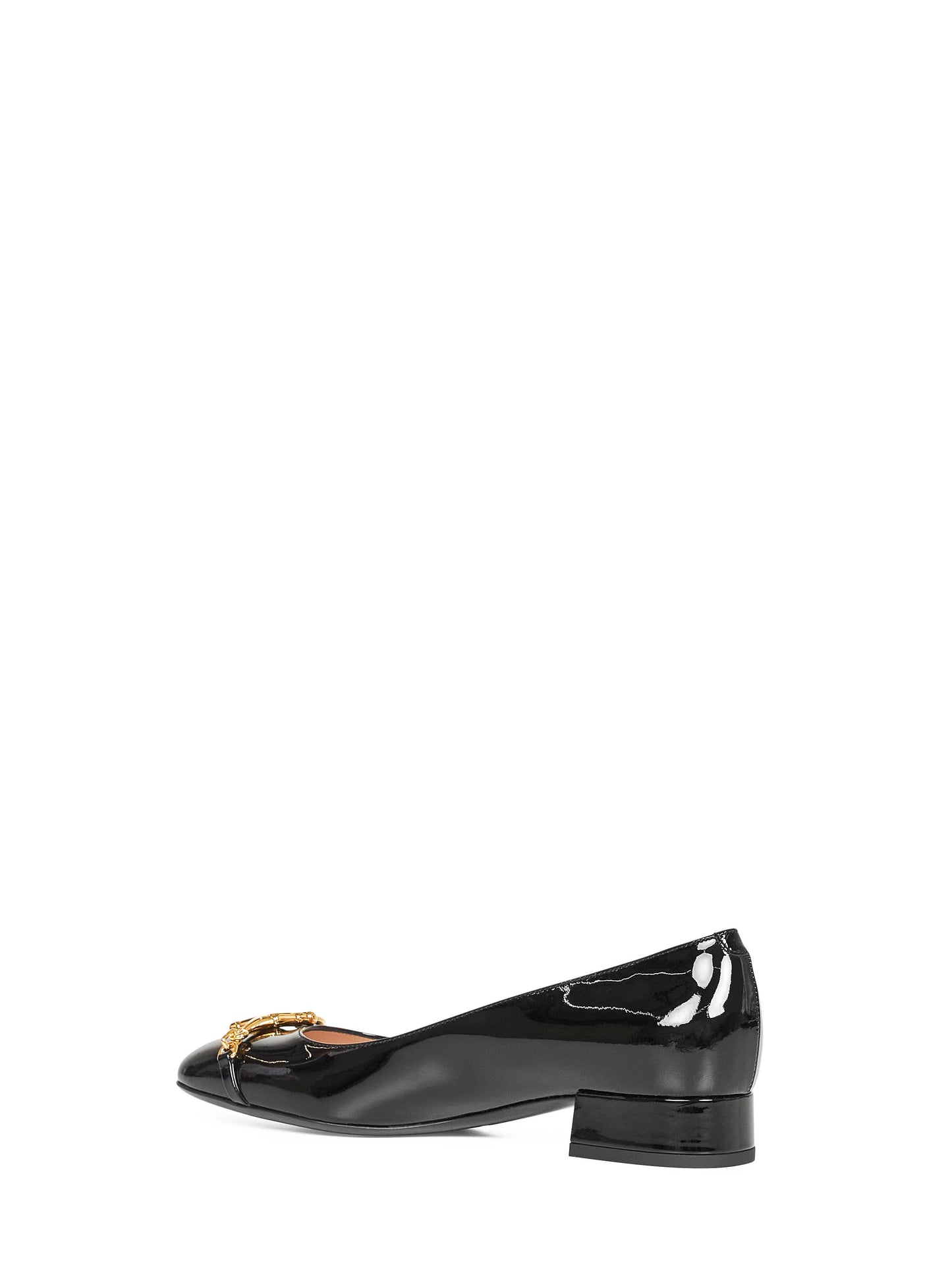 Black heeled ballerina flats with half Horsebit