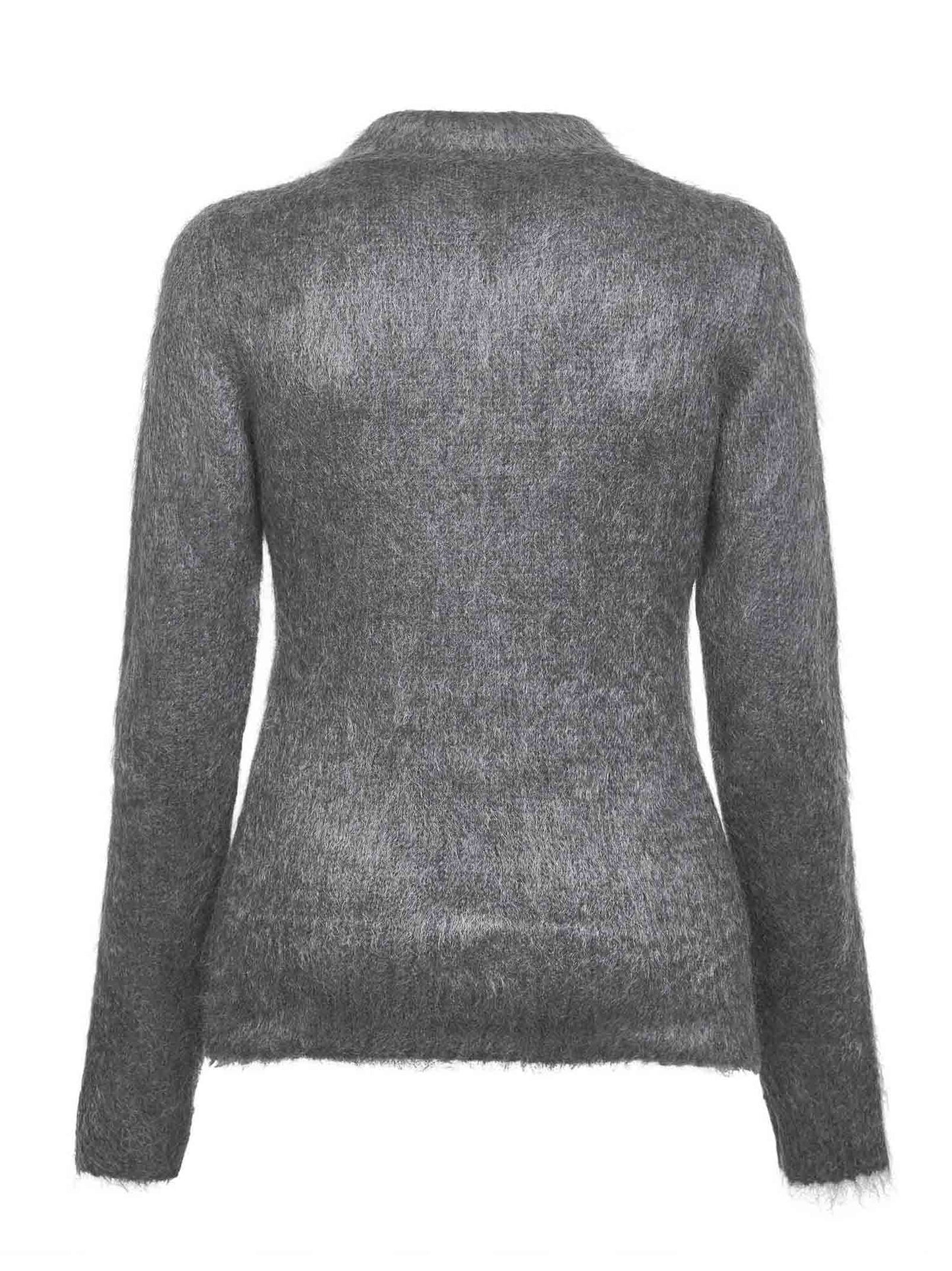 Grey brushed mohair wool blend cardigan