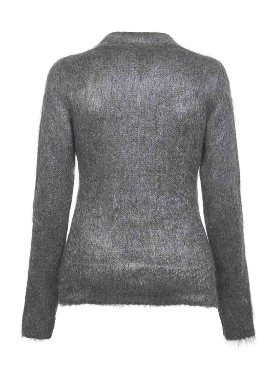 Cardigan in misto lana mohair spazzolata grigia