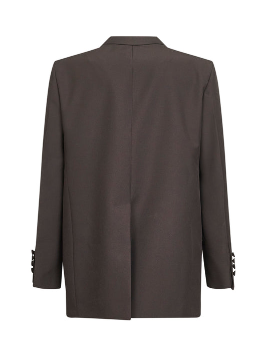 Brown technical panama double-breasted jacket