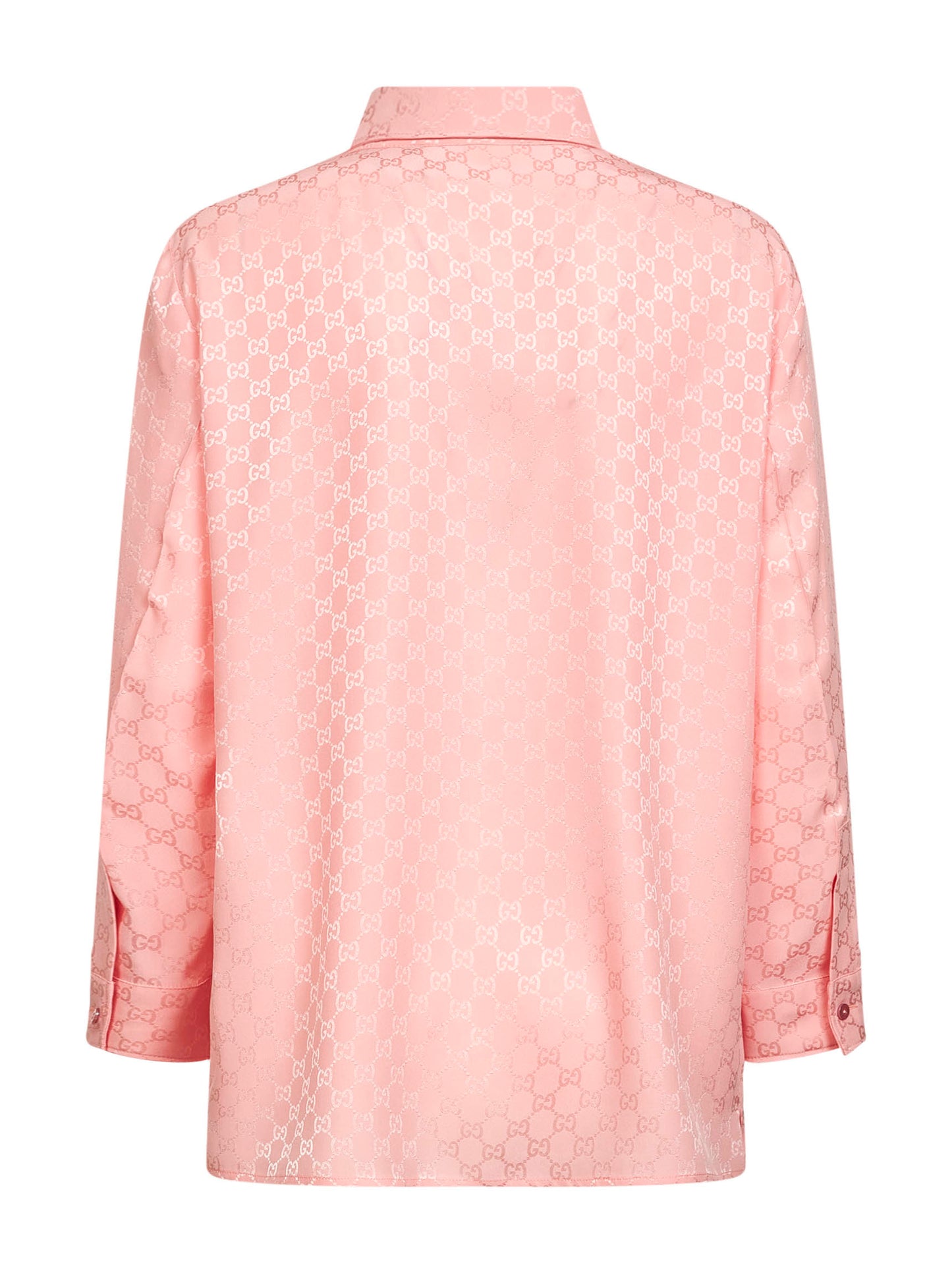 Camicia in seta GG jacquard rosa