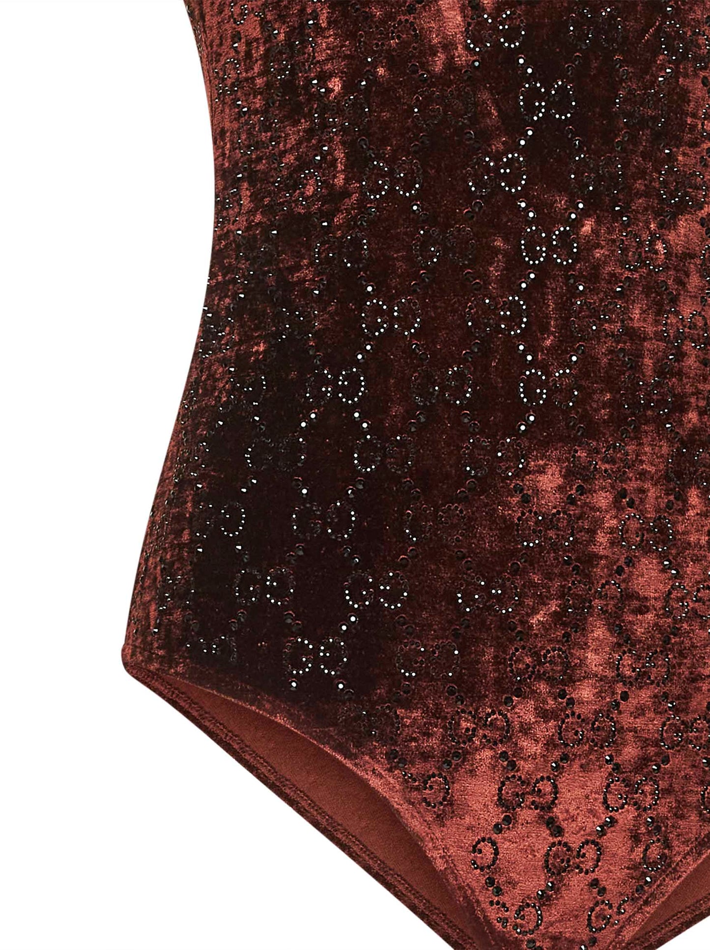 Brown stretch chenille GG embroidered bodysuit