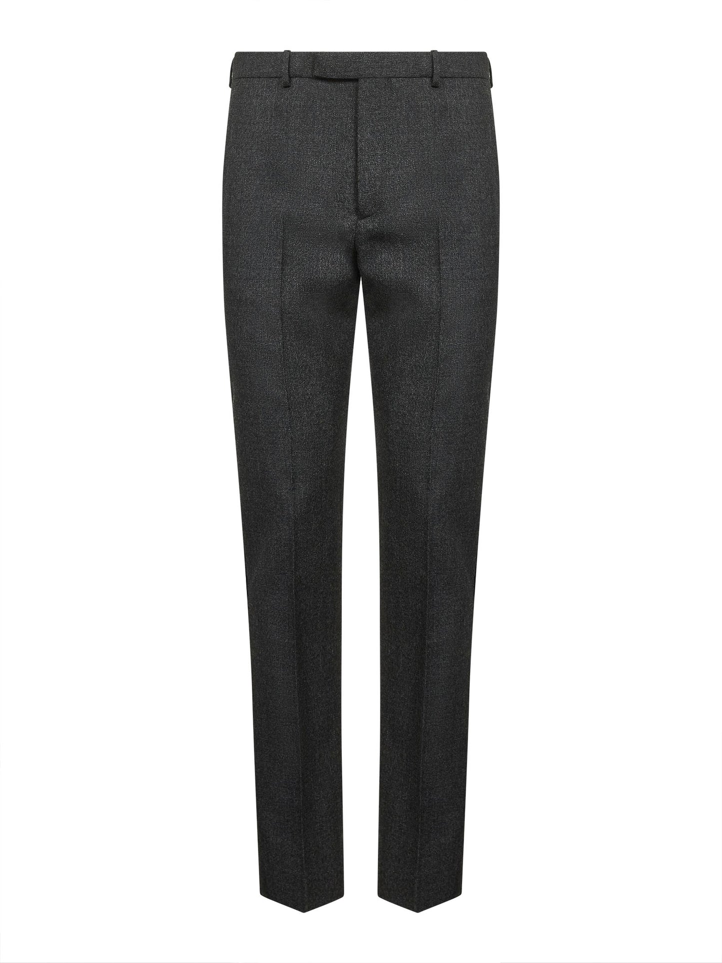 Pantaloni in tessuto mouliné in lana grigio e nero