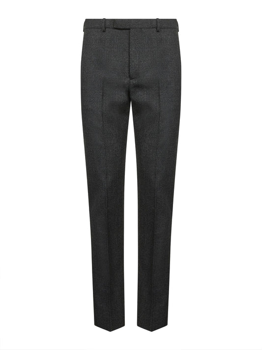 Pantaloni in tessuto mouliné in lana grigio e nero