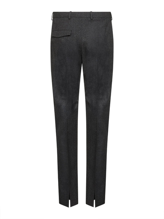 Pantaloni in tessuto mouliné in lana grigio e nero