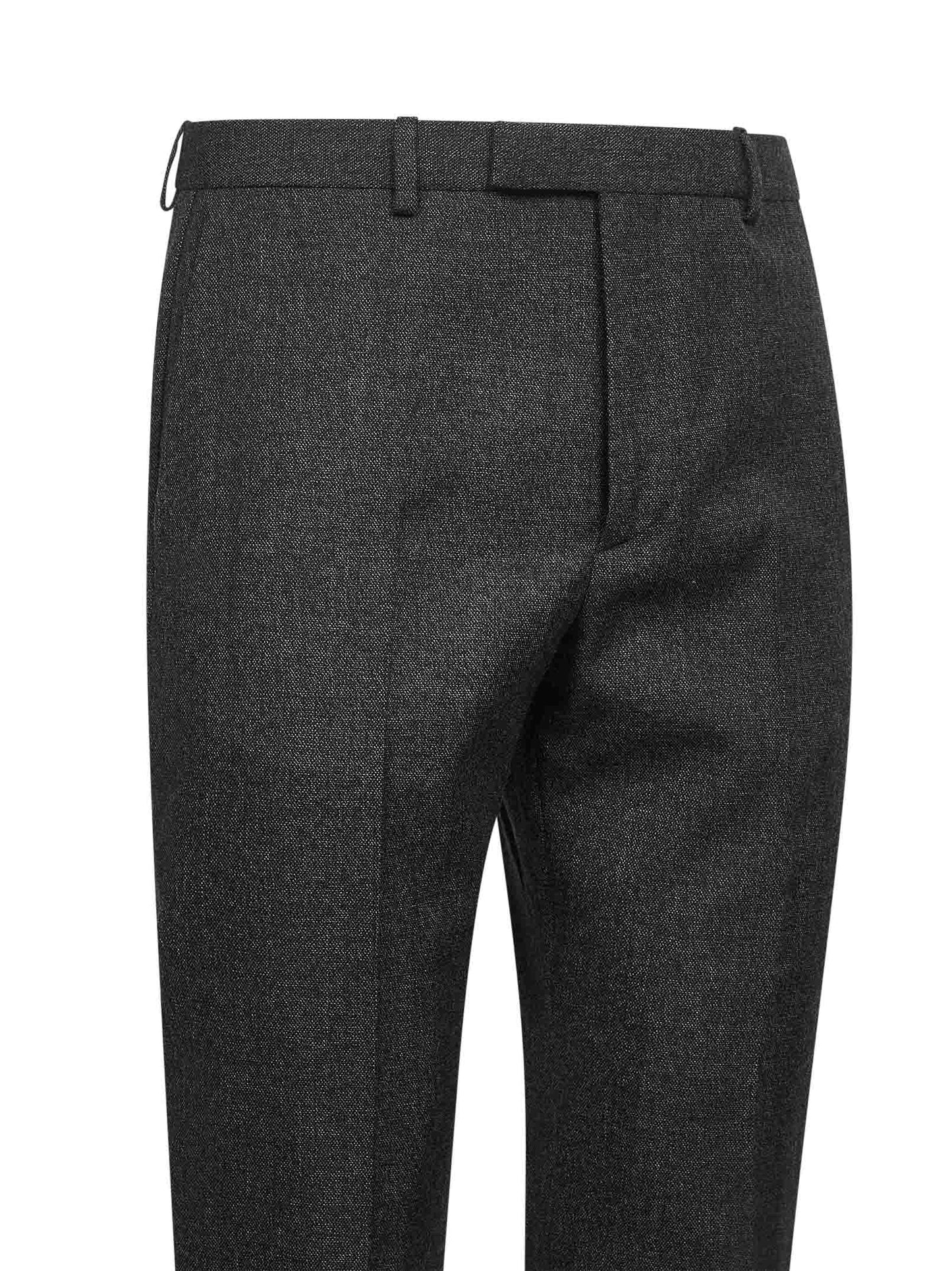 Pantaloni in tessuto mouliné in lana grigio e nero