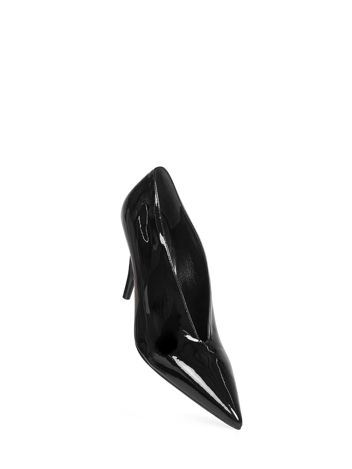 Black patent leather heeled Gucci 97 pumps