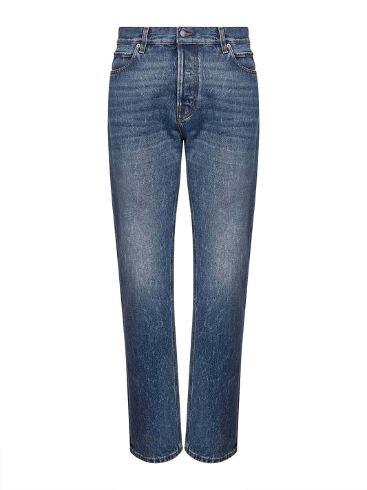 Jeans dritti Blake in denim di cotone blu