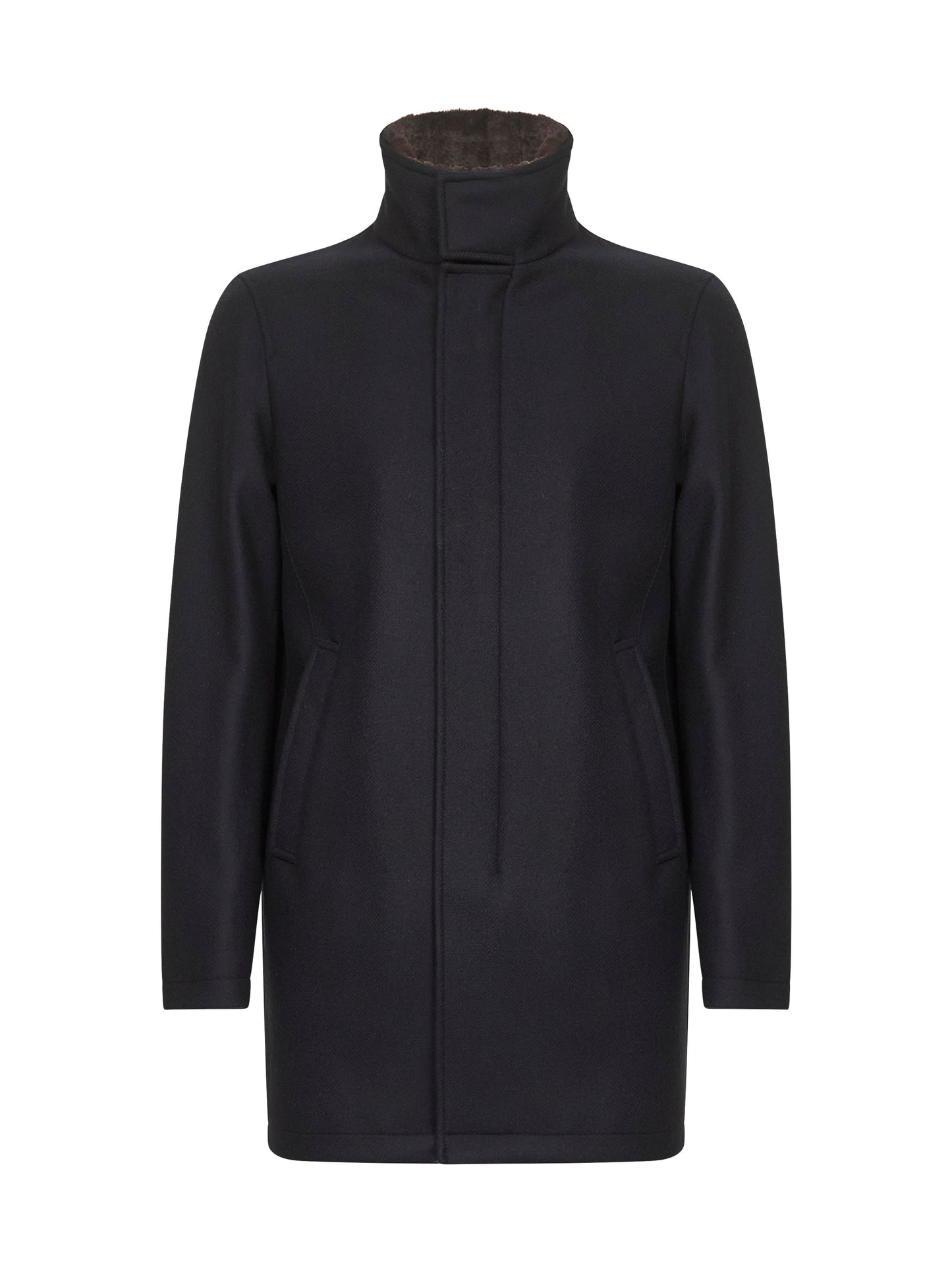 Carcoat in easy wool e light faux fur blu
