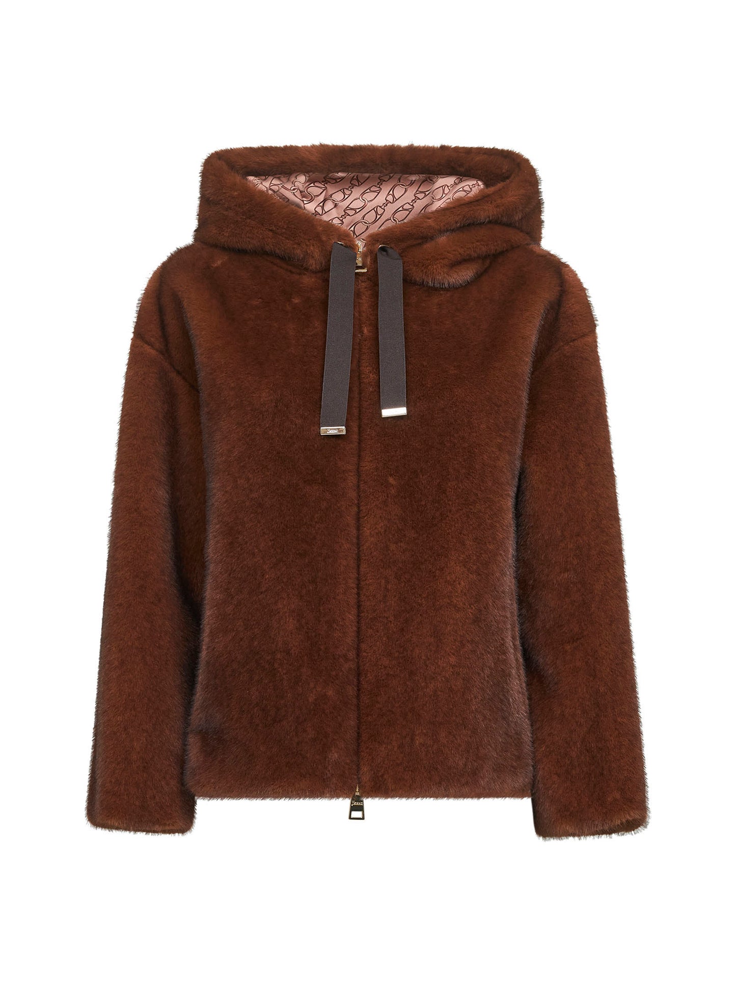 Brown melange alternative mink fur bomber jacket