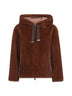 Brown melange alternative mink fur bomber jacket
