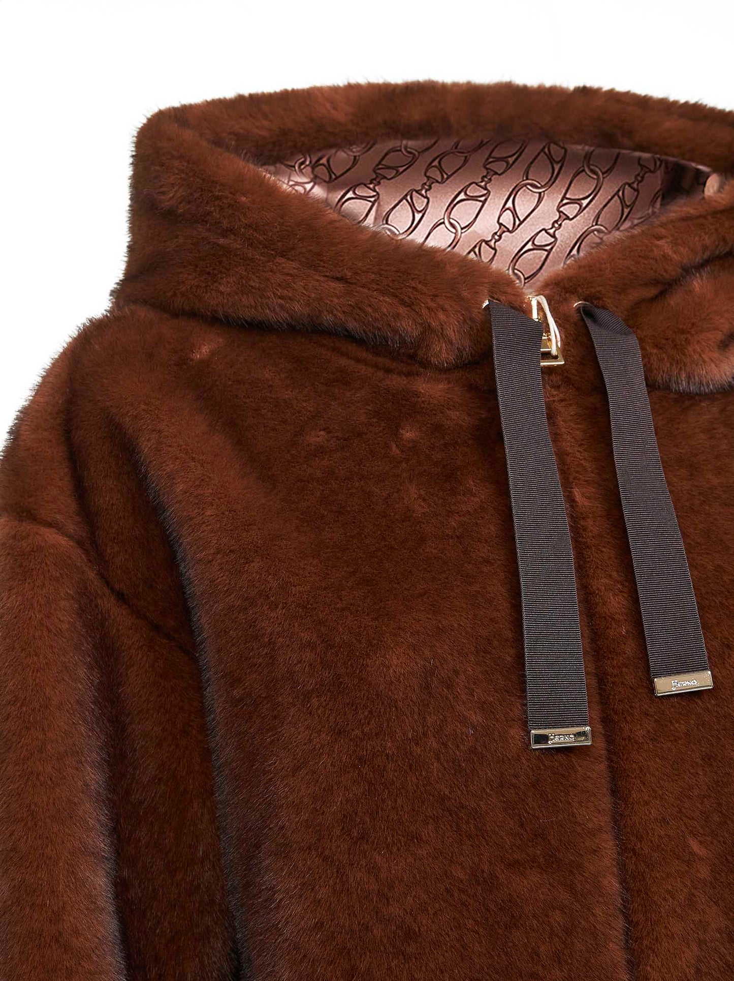 Brown melange alternative mink fur bomber jacket