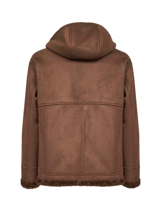 Brown alternative fur hooded jacket