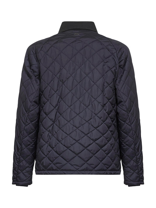 Blue Chamonix nylon and waxed tech cotton jacket
