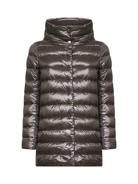 Grey Ultralight Nylon Amelia A-Shape down jacket