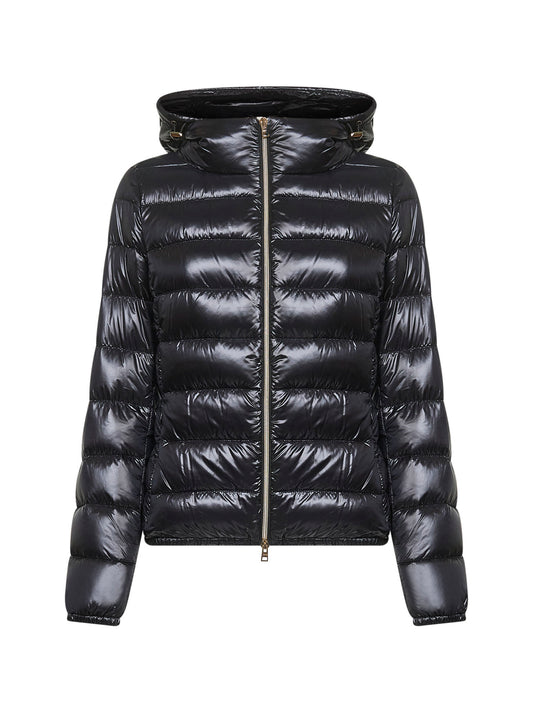 Black Ultralight Nylon Giada hooded down jacket