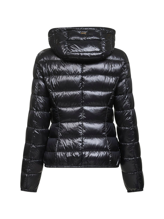 Black Ultralight Nylon Giada hooded down jacket