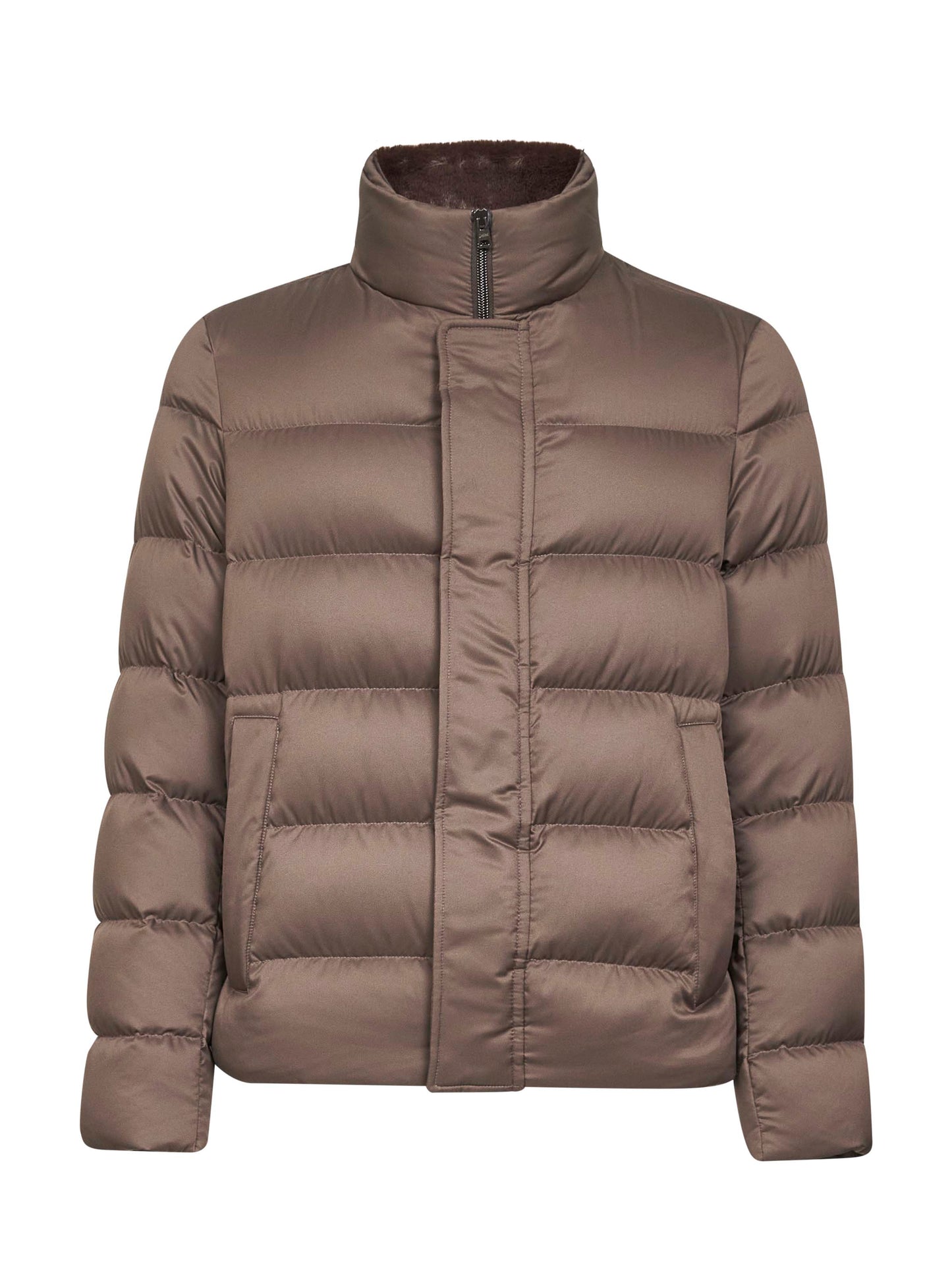 Beige Arendelle and faux fur bomber jacket