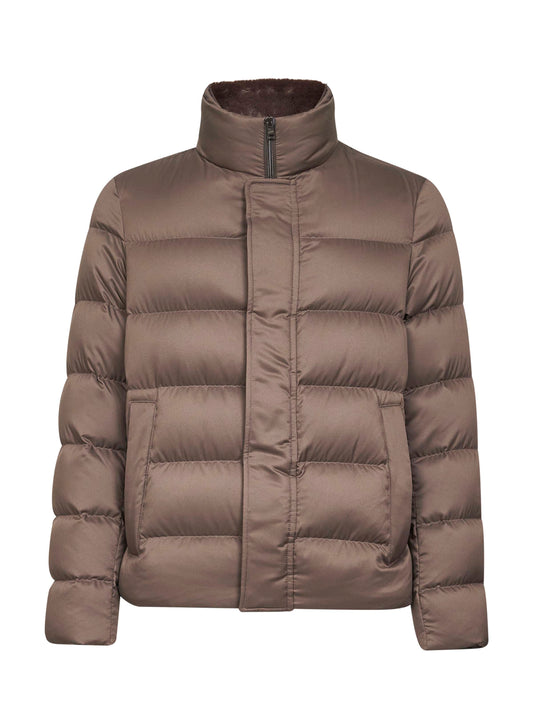 Beige Arendelle and faux fur bomber jacket