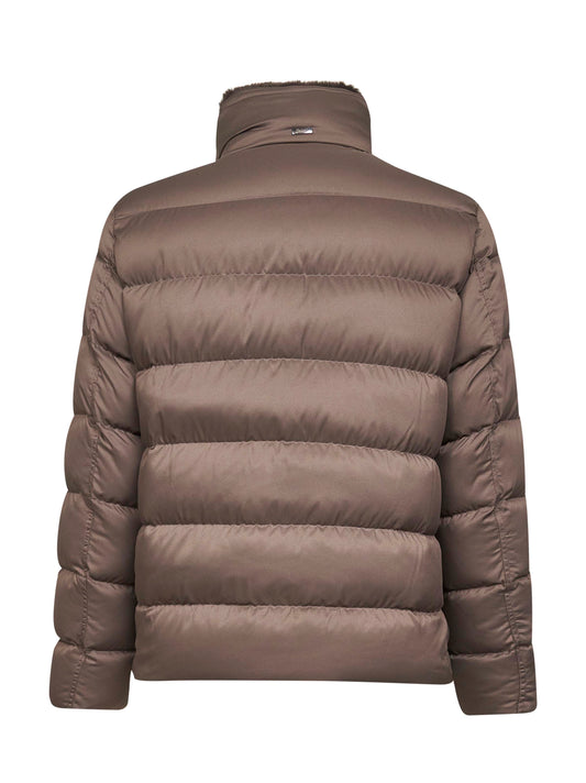 Beige Arendelle and faux fur bomber jacket